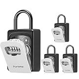 Puroma Lock Box, Large Key Lock Box Resettable Combination Code Lockbox, Portable Wall Mount Lockbox Security Safe Box for Outside Outdoor Home Office Door Handle House Key, Gray (4 Pack)