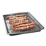GoodCook 15” x 10.5” Nonstick Carbon Steel Baking Pan & Raised Wire Rack – Pizza Crisper, Crispy Bacon, Multipurpose Cooking Sheet Pan, Cooling Rack, Kitchen Cookware Set, Dishwasher Safe