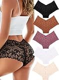 READY TO LOVE Sexy Women's Underwear Lace Shorts V Waist Breathable Cheeky Panties Boyshorts Underwear Women 5 Pack