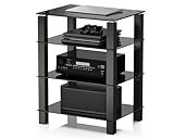 FITUEYES 4-Tier Media Stand Audio/Video Component Cabinet with Glass Shelf for Xbox One/ps4 AS406002GB