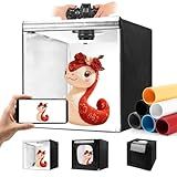 Photo Light Box, Portable 12/16/20/24/32 Inch Photo Studio LightBox, Shooting Tent Kit with 189 Light Beads and 6 Color Backdrops. Lightbox with 3 Stepless Dimming Light Boards for Product Photography