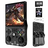R36MAX Retro Handheld Game Console, 18000+ HD Games Mini Retro Video Console, 4.0 Inch IPS Screen, 64GB Memory, Portable Arcade Video Gaming Console Gift for Adults, Black