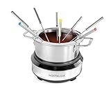 Nostalgia 8-Cup Electric Fondue Pot Set for Cheese & Chocolate - 8 Color-Coded Forks, Temperature Control - Kitchen Gadgets and Appliances for Hors d'Oeuvres and More - Stainless Steel