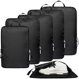 BAGAIL 6 Set Ultralight Compression Packing Cubes Packing Organizer for Travel Accessories Luggage Suitcase Backpack(70D Black)