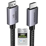 UGREEN 8K HDMI 2.1 Cable 48Gbps 6.6FT, Certified Ultra High Speed HDMI Cord Aluminum, 4K@240Hz 120Hz 10K 8K@60Hz, HDCP 2.2&2.3, eARC HDR 10 Dolby Compatible with PS5/Blu-ray/Roku TV/Switch 2/Mac mini