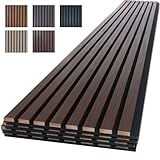 NeatiEase Wood Panels for Wall, 4-Piece 96" x 12.6" Soundproof Wood Slat Wall Panel for Interior Wall Decor Noise Cancelling, Wood Acoustic Wall Panels, Sound Absorbing Panel (Rustic Walnut)