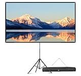 Projector Screen with Stand, 80 Inch Portable Projector Screen Outdoor Indoor, 1.2 Gain Fiberglass Projection Screen, 16:9 Outdoor Movie PVC Screen with Carrying Bag for Movie Night (White Screen)
