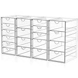 YFXCVSL Acrylic Makeup Organizer with 19 Drawers, 4 Pack Clear Storage Drawers, Bathroom Makeup Organizer for Palettes, Cosmetic, and Beauty Supplies,Ideal for Vanity, Cabinet,Desk Organization