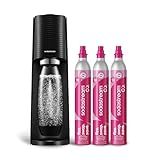 SodaStream Terra Sparkling Water Maker Bundle in Black - includes 3-Pack CO2 and Carbonating Bottle