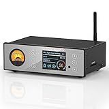 Douk Audio C100 PRO Mini Hi-Res Bluetooth Music Streamer Digital Audio Player Preamp DAC with USB Optical XLR - ESS9038 DSD512 & VU Meter & LED Display & Remote Control for Amplifier, Active Speakers