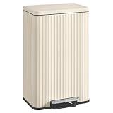 SONGMICS Trash Can, 13 Gallon (50 L) Garbage Can for Kitchen, with Lid, Pedal, and Removable Inner Bucket, Soft Close, Stainless Steel, 15 Trash Bags (Code K) Included, Cream White ULTB586LZ01