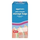 Amazon Basics Reclosable Gallon Food Storage Bags with Double Zipper Seal, Stand and Fill Base, BPA Free, 120 Count