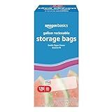 Amazon Basics Reclosable Gallon Food Storage Bags with Double Zipper Seal, Stand and Fill Base, BPA Free, 120 Count