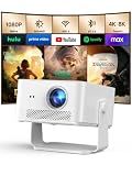 [Android 14 & 800ANSI] Magcubic Mini Projector 4K 8K Support, Smart Projector Native 1080P with WiFi 6, Bluetooth 5.4, Auto Focus, Auto Keystone, 180° Rotation, Portable Projetor for Bedroom HY450Max