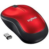 Logitech M185 Compact Ambidextrous Wireless Mouse with Rubber Grips - Red