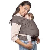 Boba Baby Wrap Carrier – Original Baby Sling Carrier for Newborns (7–35 lbs), Soft, Secure, Hands-Free & Ergonomic, Ideal for Comfortable Bonding, New Parents (Grey)