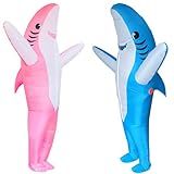 Poptrend Adults Inflatable Halloween Costumes Blow Up Shark Costume for Halloween, Birthday Gift Cos Play Party (2 packs/Blue+Pink)