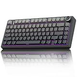 AULA F75 Pro Wireless Mechanical Keyboard,75% Hot Swappable Custom Keyboard with Knob,RGB Backlit,Pre-lubed Reaper Switches,Side Printed PBT Keycaps,2.4GHz/USB-C/BT5.0 Mechanical Gaming Keyboards