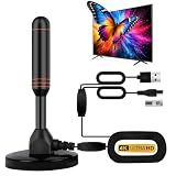 TV Antenna Indoor Antenna for Smart TV with 2 Amplifier Signal Booster for Long Range Reception and All Smart TVs HD Digital Antenna for Local Channels Supports 4K 1080p(Red)