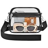 Clear Bag for Stadium Events - Stadium Approved Small Mini Clear Purse with Wide Adjustable Strap, Women's Top-Handle Handbags for Sports Concerts, Festivals(Black)