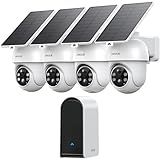 ANSQUE Security Cameras Wireless Outdoor Home System, 4 Camera Kit, No Subscription Fees, Solar Powered, Local Storage, 365-Day Battery Life, 360°PTZ Surveillance, Auto Tracking, 2K Color Night Vision