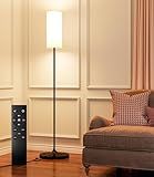 luckystyle Dimmable Floor Standing Tall Lamp, 12W Led Bulb with Lampshade, Foot Switch, Remote Custom Color Temperature Pole for Bedroom, Office, Kids & Living Room, Black