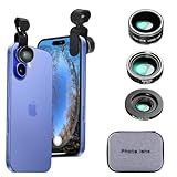 Phone Camera Lens Kit Wide Angle 0.6X Macro 20X Fisheye 198° for Most (Black)