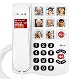 Uvital Big Button Phone for Seniors, Corded Landline Phones for Seniors with 8 One-Touch Dialing Big Buttons and 1 SOS Emergency Button, Hands-Free, Loud Ringer, Easy to Use