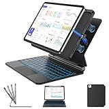 TSQQST Keyboard Case for iPad Air 11 Inch (M4/M3/M2 2026-2024)/ iPad Air 5th 4th Gen/iPad Pro 11” 2018-2022, Magnetic Detachable Backlit Keyboard with Trackpad Pencil Holder Contact Connector, Black