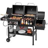 Grills House ZH3005Y 2-Burner Gas and Charcoal Grill Combo Black
