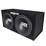 MTX Dual 12-Inch Subwoofers with Loaded Enclosure, 1200W Max Power, 400W RMS, Terminator - Car Audio Subwoofer and Speaker System with Deep Bass Sound