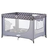 Pamo Babe Portable Crib Baby Playpen with Mattress and Carry Bag Grey