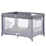 Pamo Babe Pack and Play Portable Crib Baby Playpen Foldable Playard for Infant Toddler with Mattress Pad, Lightweight Unisex Travel Crib Gray
