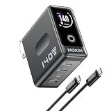 MacBook Charger, 140W USB C Charger Block, 4-Port GaN PD3.1 PPS, Fast Charging, Laptop Wall Charger Power Adapter, Touch Screen Smart Display for MacBook Pro/Air, iPhone iPad
