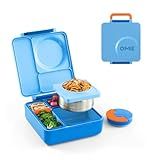 OmieBox Bento Box for Kids - Insulated Bento Lunch Box with Leak Proof Vacuum Insulated Food Jar - 3 Compartments, Two Temperature Zones (Blue Sky)