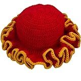 Hshsclth Handmade Crochet Hat Cute Bucket Hat for Women Boho Multicolor Ruffle Brim Crochet Knit Bucket Hat (US, Alpha, One Size, Red Yellow)