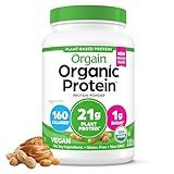 Orgain Organic Vegan Protein Powder, Peanut Butter - 21g Plant Protein, 7g Prebiotic Fiber, Low Net Carb, No Dairy Ingredients, No Added Sugar, For Shakes & Smoothies, 2.03 lb (Packaging May Vary)