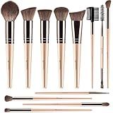 BEAKEY Vegan Makeup Brush Set: Soft Synthetic Brushes for Foundation & Eyeshadow, High-Density, Precise, Easy to Clean, Durable Handles