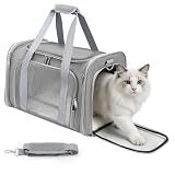 Zedkeys Cat Carrier Soft, Dog Carriers for Small Dogs/Large Cats (Up to 16lbs), with High Breathability, Shoulder Strap, Removable Pad, Pet Carrier Airline Approved, for Home Outdoor Travel (Gray)