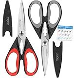 iBayam Kitchen Scissors All Purpose Heavy Duty, Kitchen Utensils Set, Stainless Steel Cooking Utensils Gadgets, Meat Poultry Food Shears Dishwasher Safe Utility Tools Home Gift, with Protective Sheath