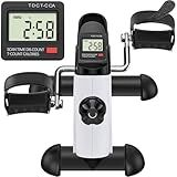 TABEKE Under Desk Bike Pedal Exerciser - Mini Exercise Bike for Arm/Leg Exercise, Pedal Exerciser for Seniors with LCD Display (White)