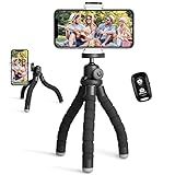 Ubeesize Phone Tripod, Portable and Flexible Tripods with Wireless Remote and Clip, Cell Phone Tripode Stand for Video Recording