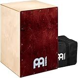 Meinl Percussion Cafe Cajon Box Drum Plus Bag with Snare and Bass Tone for Acoustic Music — Made in Europe — Baltic Birch Wood, Play with Your Hands, 2-Year Warranty, Natural/Wine Red, (BC1NTWR)