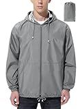 UIQUR Mens Rain Jacket Raincoat Windbreaker Running Waterproof Lightweight Packable with Hood Travel Hiking Cycling Grey XL