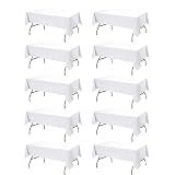 Dailyset 10-Pack White Tablecloths for Rectangle Tables, 60 x 102 Inches