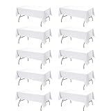Dailyset 10-Pack White Tablecloths for Rectangle Tables, 60 x 102 Inches, Stain-Resistant Polyester Fabric for 6 Foot Tables - Washable Table Covers for Weddings, Banquets, Birthday, Parties, Events