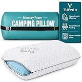 Vaverto Small Memory Foam Bed Pillow for Camping - Compressible Medium Firm, Breathable Cover, Machine Washable, Ideal Backpacking