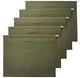 Amazon Basics Hanging File Folders with Adjustable Tabs, Sturdy Expandable Document Organizer, Letter Size 8.5x11 inch, Green, 25-Pack