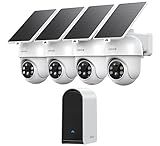 ANSQUE Security Cameras Wireless Outdoor Home System, 4 Camera Kit, No Subscription Fees, Solar Powered, Local Storage, 365-Day Battery Life, 360°PTZ Surveillance, Auto Tracking, 2K Color Night Vision