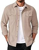 COOFANDY Mens Button Down Shirt Jacket Casual Shacket Overshirt Work Shirts for Men Light Khaki